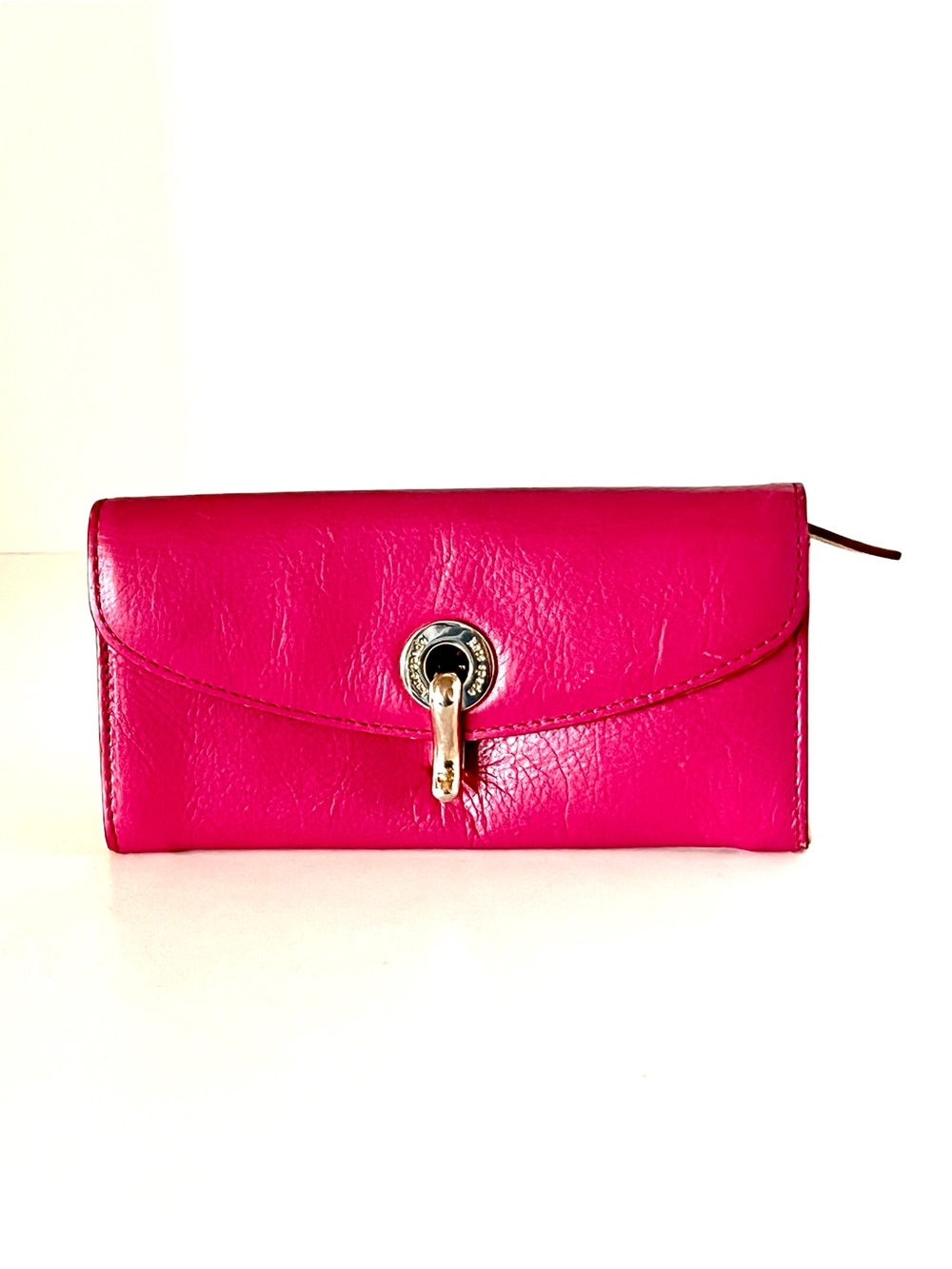 Kate Spade Leather Raspberry Pink Cyndy Wallet Flap Latch Closure